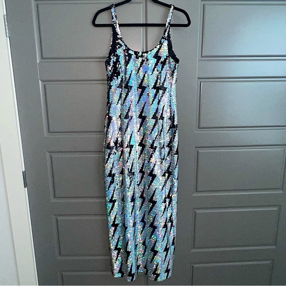 Any Old Iron Iridescent Sequin Lightning Bolt Gown - image 1